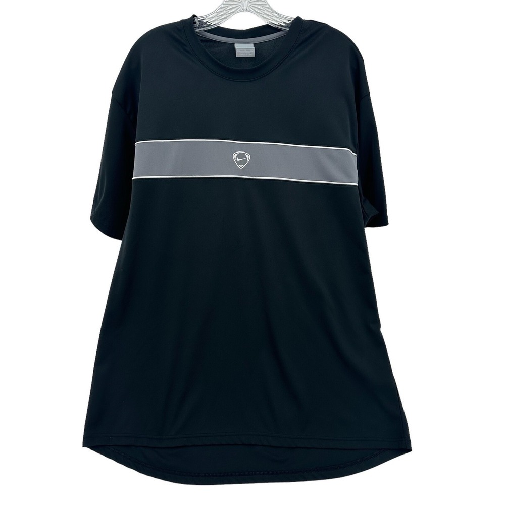 Nike Black Gray Stripe Dri-FIT Athletic T-Shirt Lightweight Casual Men Size XL